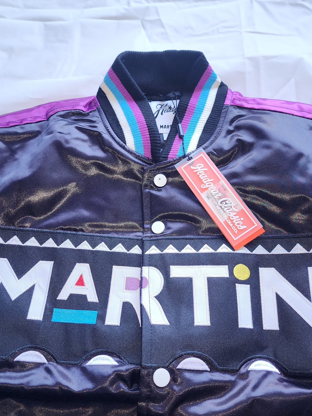 HEATHER CLASSICS MEN'S MARTIN DAMN GINA SATIN JACKET BLACK/PURPLE SIZE SMALL NWT - Picture 2 of 14
